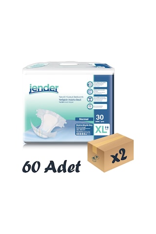 Jender Tekstil Yüzeyli Bel Bantlı Yetişkin Hasta Bezi XL 30'Lu 2 Paket 60 Adet