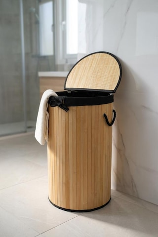 Digithome Yuvarlak Bambu Çamaşır Sepeti Naturel Cl-6001-08 C1-1-121 Diğer