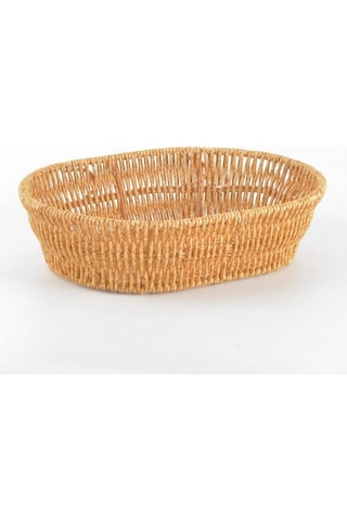 El Yapımı Doğal Hasır Sepet - Oval Çok Amaçlı Ekmeklik Ve Düzenleyici 20,5 X 20,5 X 7 Cm 000 Açık Krem