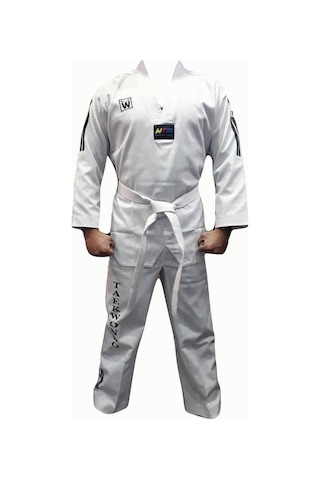 Yiğitspor Kişiye Özel Isim Baskılı Taekwondo Elbisesi Whiteface Beyaz Yaka Beyaz