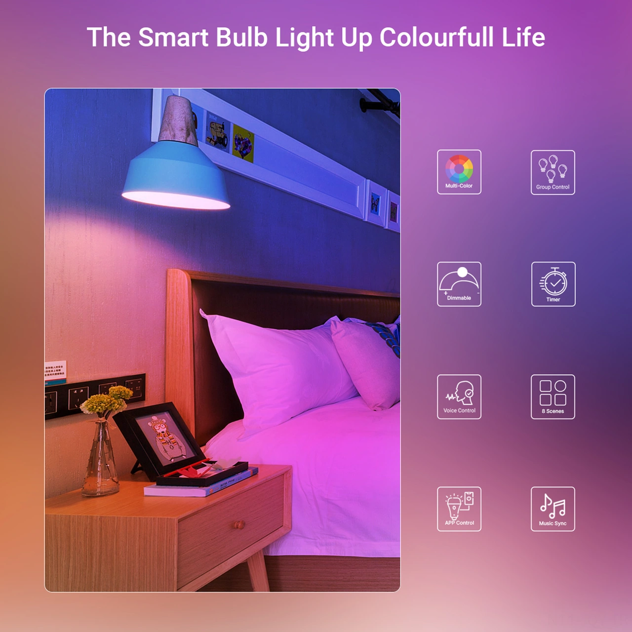 Youmex E26 Wifi Akıllı Ampul 9w - Rgb Ve 2700k-6500k Işık, App Ve Ses Kontrolü, Zamanlayıcı, 120v Amerikan Standardı