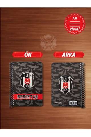 Bjk Beşiktaş Taraftar Not Defteri 72 Yaprak Çizgili Ödev Defteri Gri