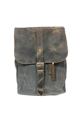 Old Cotton Cargo Deri Kanvas Tek Bölmeli Büzgülü Kapaklı Vintage Disayn Sırt Gezi Çantası Gds Bag 7120 Koyu Kahverengi