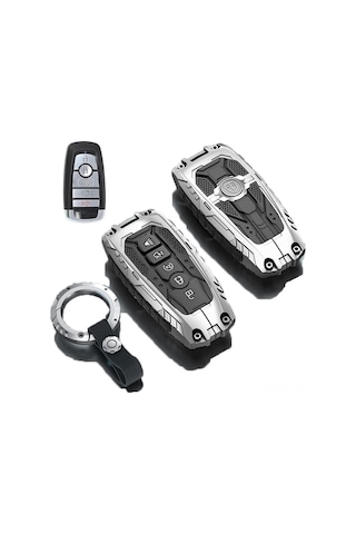 Maiyame Ford 5 Tuşlu Akıllı Anahtar Koruması - Fusion, Explorer, Mustang, F150 Vb. İçin Metal Kılıf - Çarpma, Çizik Ve Toz Koruma - Açık Çember Kanca İle