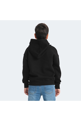 Slazenger LEKAN Çocuk Fermuarlı Kapüşonlu Cepli Siyah Sweatshirt