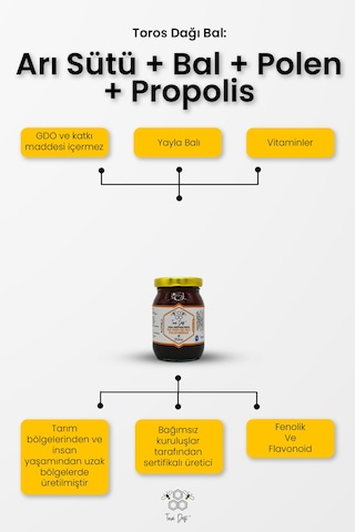Toros Dağı Arı Sütü Bal Polen Propolis Karışımı 225 G