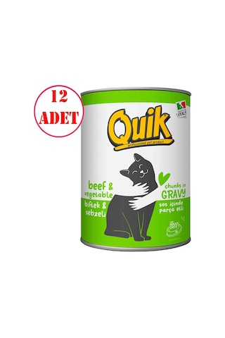 Quik Biftekli Ve Sebzeli Kedi Konservesi 415 Gr 12 Ad