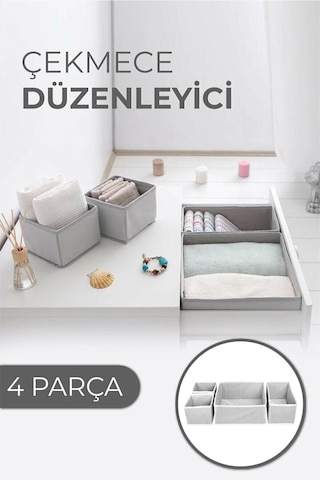 Çekmece Düzenleme Kutu Seti Organizer 4lü Set Çok Renkli