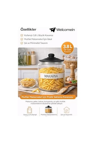 3,8 L Cam Deterjanlık Kavanoz Amber Renk, Kapaklı Laundry Powder Saklama Kabı, Çamaşır Deterjan Kapsülü Ve Pod Düzenleyici 7009