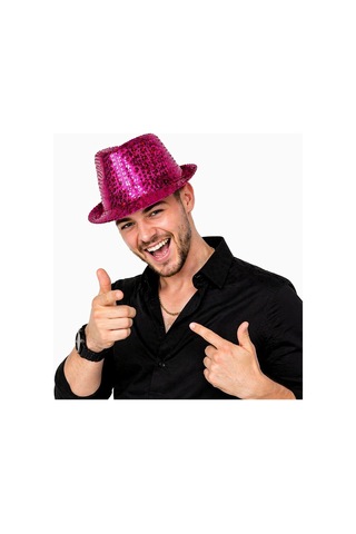 Fuşya Pembe Payetli Disco Parti Şapkası Yetişkin Işıltılı Fötr Model - Parti Ve Kutlama 0 - 99