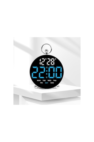 8029 Led Dijital Çalar Saat Çok Fonksiyonlu Büyük Ekranlı Elektronik Öğrenci Masa Saati - Mavi Mavi