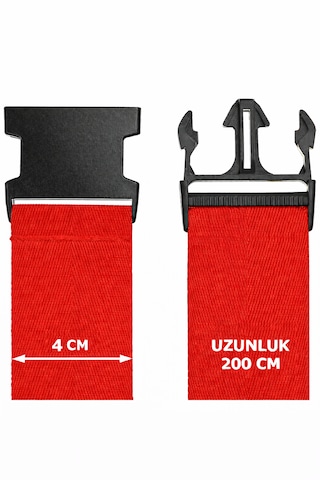 Valiz Kemeri Siyah Ekstra Emniyet Kilitli Tokalı Ayarlanabilir Bavul Kemeri 2 Adet X 200cm Kırmızı