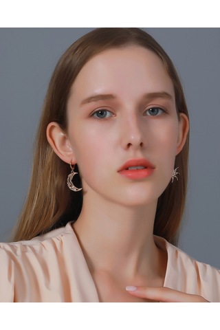 Moveevo Altın Renkli Asimetrik Güneş Ay Desenli Kolye Küpe, 4.22g Allyuminyum, Yeni, Ayrı Paketleme Gold