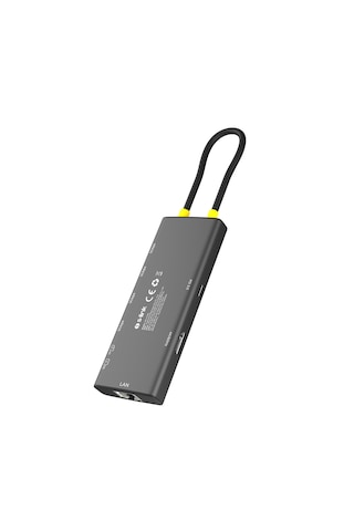 S-link Sw-u709 9 İn 1 Gri Metal 4k 60hz Hdmı 100w Pd, Rj45 Gigabit, 3xusb 3.2, Sd/tf Type-c Hub Adaptör