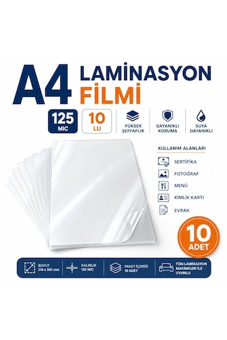 Saygılıofis Laminasyon Filmi A4 125 Mic 10 Adet
