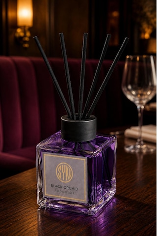Premium Çubuklu Oda Kokusu 100 Ml Cam Şişe Reed Diffuser Siyah Orkide