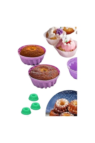 Kırmızı, Silikon Mini Kek Ve Muffin Kalıbı, 7x3 Cm, Bpa İçermez, Fırında Kullanılır, Makinede Yıkanabilir, 6 Çok Renkli