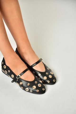 Fox Shoes U820084509 Siyah Kadın Babet Siyah-suni Deri Siyah