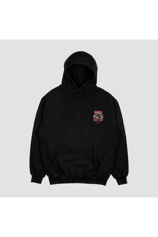 Unisex Siyah Snakeman Baskılı Hoodie Oversize Kapşonlu Sweatshirt Siyah