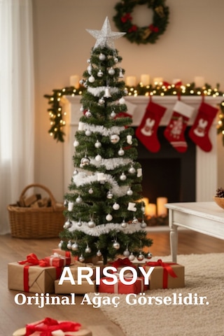Arısoy 150 Cm Yılbaşı Çam Ağacı 12 Li Fiyonk Süs Hediyeli