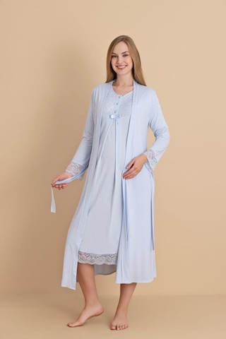 Duchesse Birolgaye 12601 Mavi Dantel Kol Hamile Lohusa Gecelik Sabahlık Tk