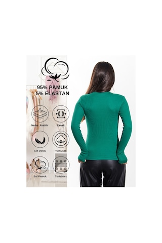 Kaşkorse Yarım Boğaz Body Sweatshirt, Fitilli Kumaş, Likralı, Bordo Çimen Yeşili