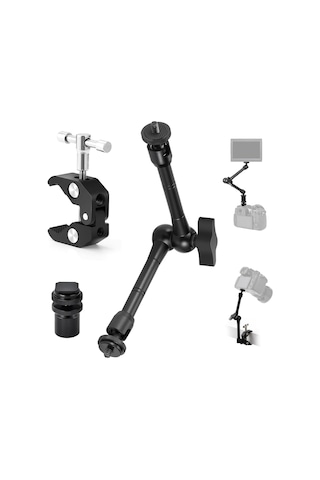 Coverzone Profesyonel Magic Arm Dslr Kamera Tutucu Süper Kelepçeli Mengene Stand, 1/4 3/8 Dişli Flaş Pabuçlu Esnek