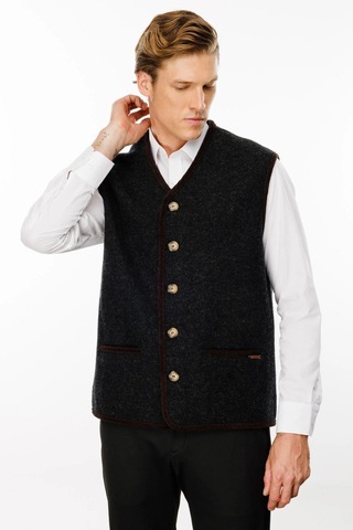 Desen Triko Erkek V Yaka Astarı Desenli Yün Yelek 24583 K.füme K.füme