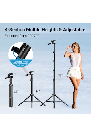 Apexel 70 İnçlik Tripodlu Telefon Selfi Çubuğu Tripod