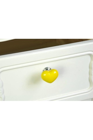 Homyl Kalp Şekilli Seramik Kapı Çekmece Dolap Kolu Sarı L