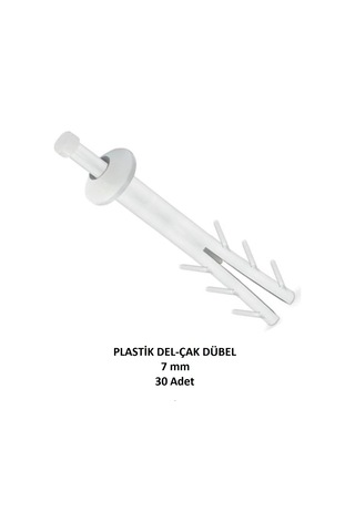 Plastik Çivili Korniş Dübeli, 7 Mm Del Çak Dübeli 30 Adet 7 MM