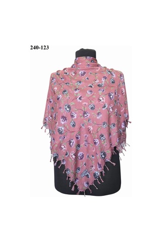 Dolce Cotton Desenli Sökme Boncuklu Eşarp 240-123 Çok Renkli