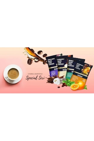 Shazel Hazır Türk Kahvesi Seti 4'lü 100g 4 Adet Kaymaklı, Portaka