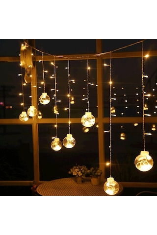 Işıklı Yılbaşı Top Led Led Işık Saçak Led Top Dekoratif Yılbaşı Led 2.5 Metre 138 Led 8 Fonksiyonlu 8 Modlu Led Işık Günışığı Perde Led Günışığı