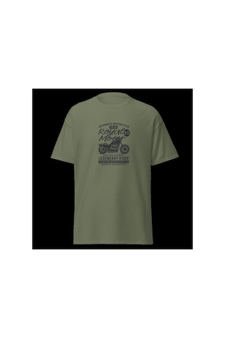 Wildstyle Royal Motor Legendary Rider Motosiklet Vintage Motor Baskılı Unisex Bisiklet Yaka Pamuklu Tişört - H