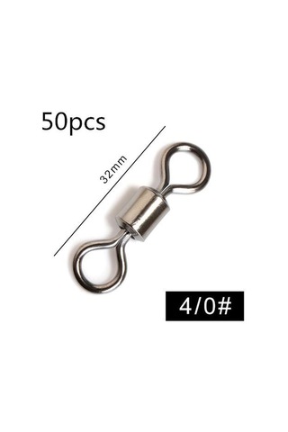 50 Adet/grup Döner Bilyalı Rulman Balıkçılık Döner Katı Döner Güvenlik Yapış Halka Döner Sazan Balıkçılık Aksesuarları 4/0 -50pcs