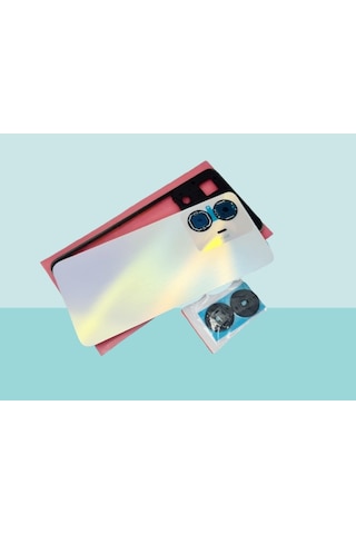 Tkgz - Oppo Realme C55 Full Kasa Arka Kapak Batarya Kapağı - Beyaz Çok Renkli