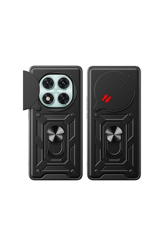 Vendas Xiaomi Redmi Note 14 Pro 5g Kılıf Magnetik Standlı Kamera Korumalı Zore Sürgülü Kapak Siyah