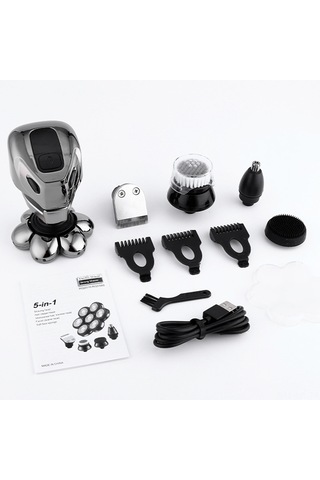 Gajeena "5'li Fonksiyonlu Erkek Tıraş Makinesi - Sakal, Saç, Burun Kılı, Masaj Ve Temizlik İçin Usb Şarjlı"