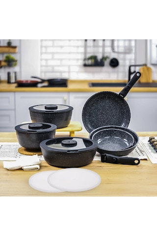 Thermoad Pratica Serisi 12 Parça Tencere Ve Tava Set Gri Gri