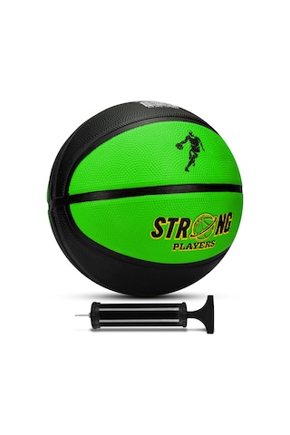 Telvesse Strong Basketbol Topu Pompalı Full Kauçuk Dayanıklı Deep Channel Kabartma No:7 B12 Yeşil