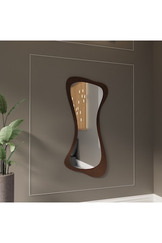 Lüks Pleksi Aynalı Ahşap Duvar Dekoru Kahve