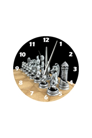 Ti-play Satranç Taşları 30x30cm Akrilik Dekoratif Modern Duvar Saati ÇOk Renkli