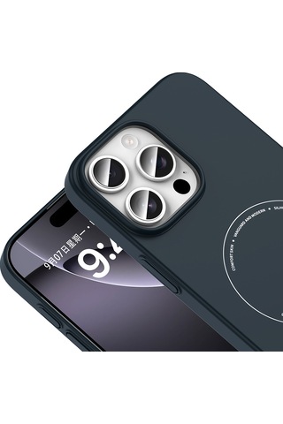 Maks Technology iPhone Uyumlu 16 Pro Max Kılıf M-safe Şarj Özellikli Kamera Korumalı Mkst Elio Sert Pc Kapak - Lacivert