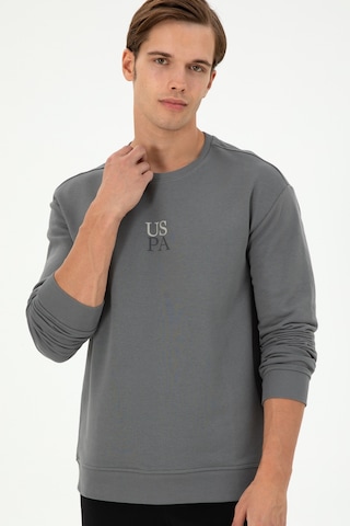 U.S. Polo Assn. Erkek Comfort Fit Bisiklet Yaka Gri Basic Sweatshirt 50293420-VR024
