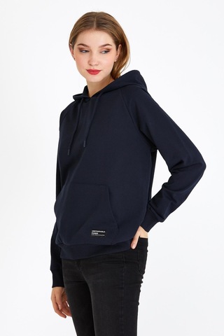 Comeor Kadın Lacivert Basic Kapüşonlu Regular Fit Rahat Sweatshirt 001