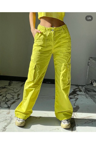 Volumex Çok Tarz Kargo Cins Limon Yeşili Pantolon Yeşil