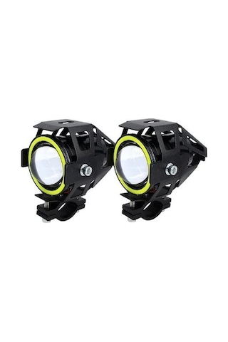 U7 Motosiklet Sis Far Led Mercekli Angel Led 2 Adet 3 Modlu