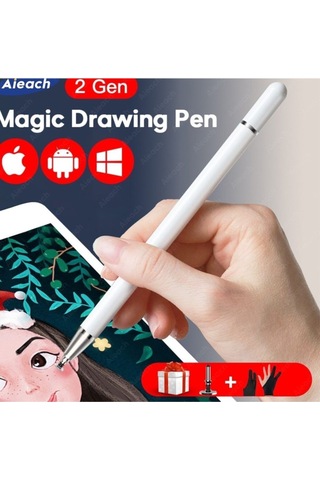 Dokunmatik Kalem Üniversal Active Stylus 2in1 Yazı-çizim Kalemi Tüm Cihazlara %100 Uyumlu Model
