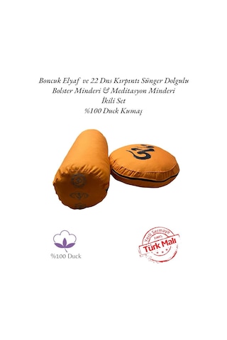 Remege Om Baskılı Meditasyon Minderi & Bolster Minderi Turuncu